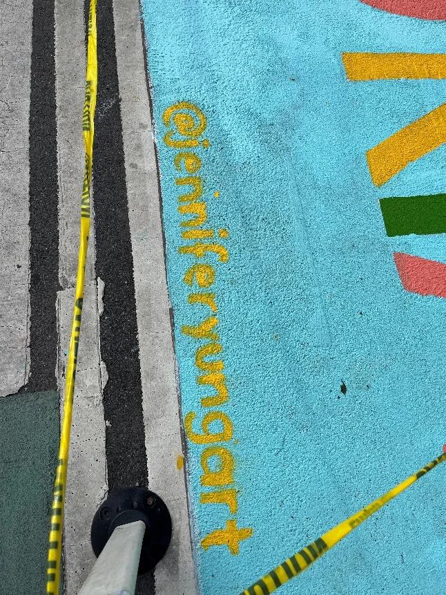 Installing street murals for Astoria 31st Ave Open Streets, Queens, NY (May 2026)